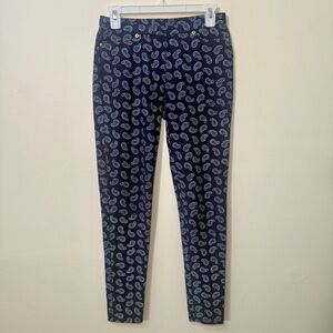 MICHAEL Michael Kors Navy Paisley Print Skinny Pants, Size Small